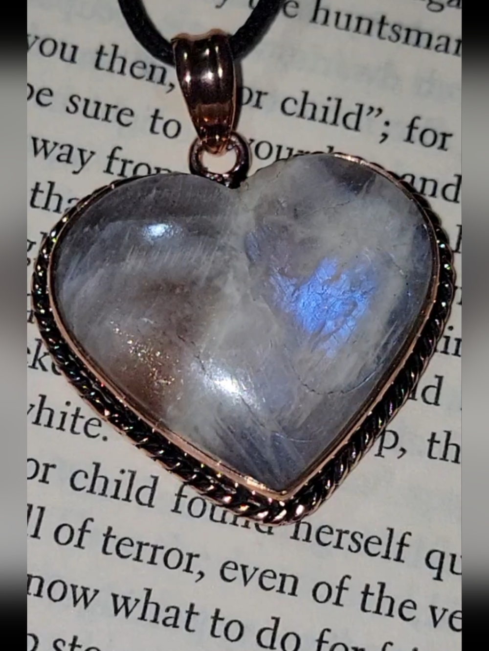 Moonstone ~ Sunstone Heart Pendant Necklace